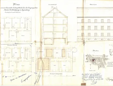 Big W14 Historischer Plan14 09 186420 KG2 C20 EG2 C201 20 OG2 C202 20 OG2 C20 Durchschnitt20 A B2 C20 Ostansicht2 C20 Lageplan Wohnhaus